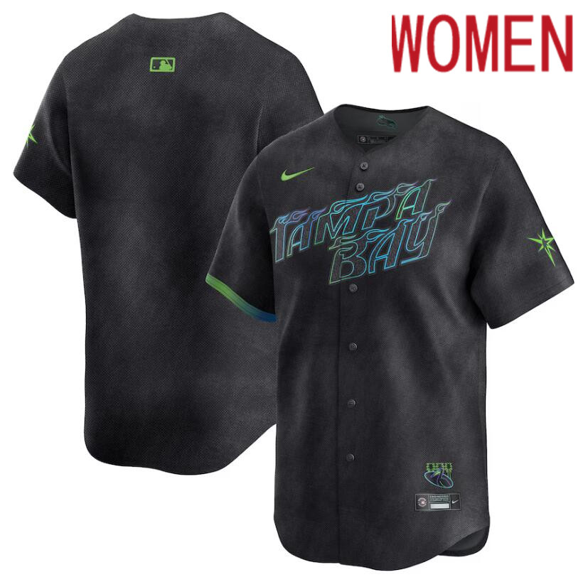 Women Tampa Bay Rays Custom Nike MLB Limited City Connect Black 2024 Jersey->customized mlb jersey->Custom Jersey
